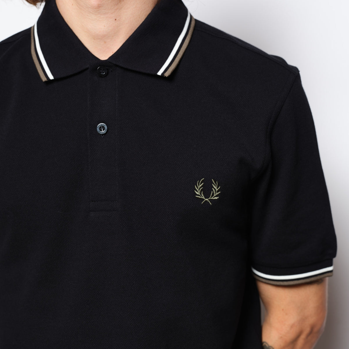 Fred Perry - Twin Tipped Polo Shirt Night Green/Dusk Blue/Dark Camel