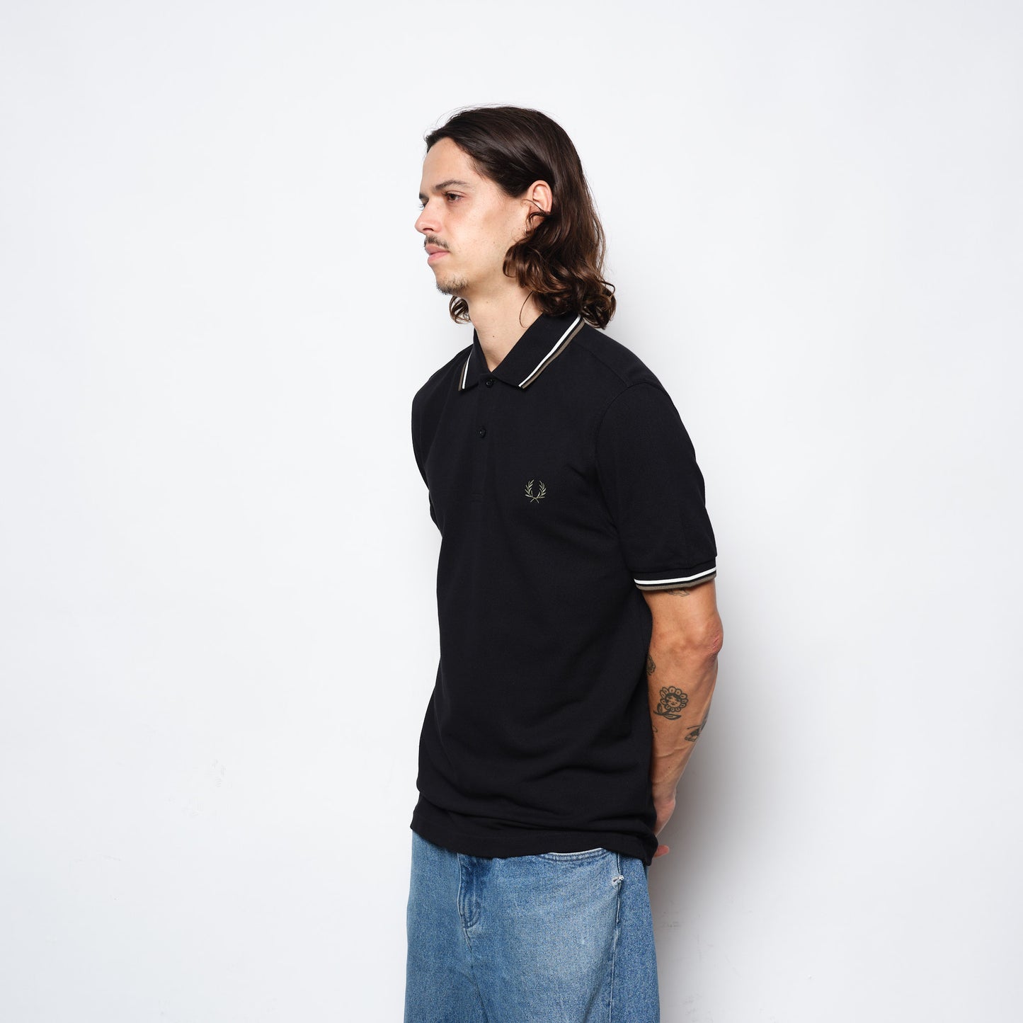 Fred Perry - Twin Tipped Polo Shirt Night Green/Dusk Blue/Dark Camel