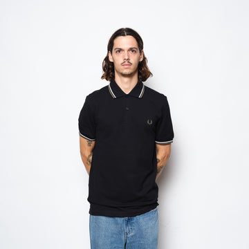 Fred Perry - Twin Tipped Polo Shirt Night Green/Dusk Blue/Dark Camel