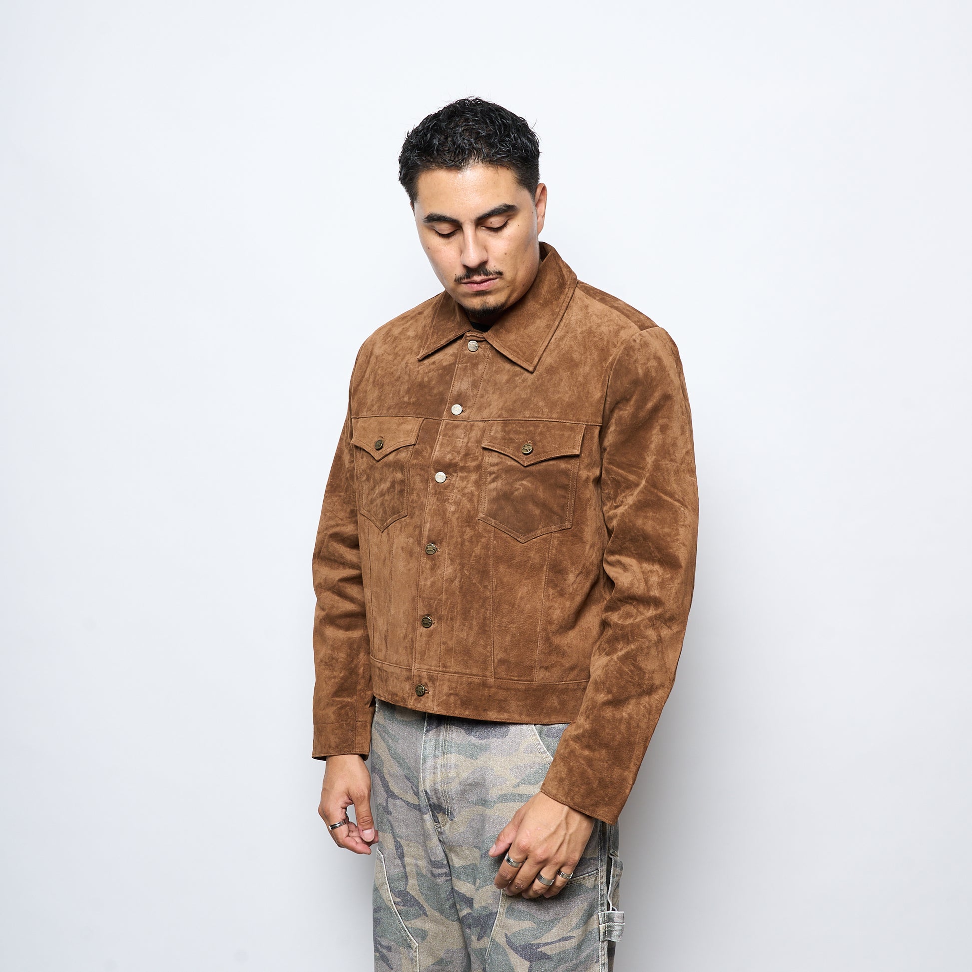 Goodies sportive - Real Suede Leather Track Jacket (Kombu)