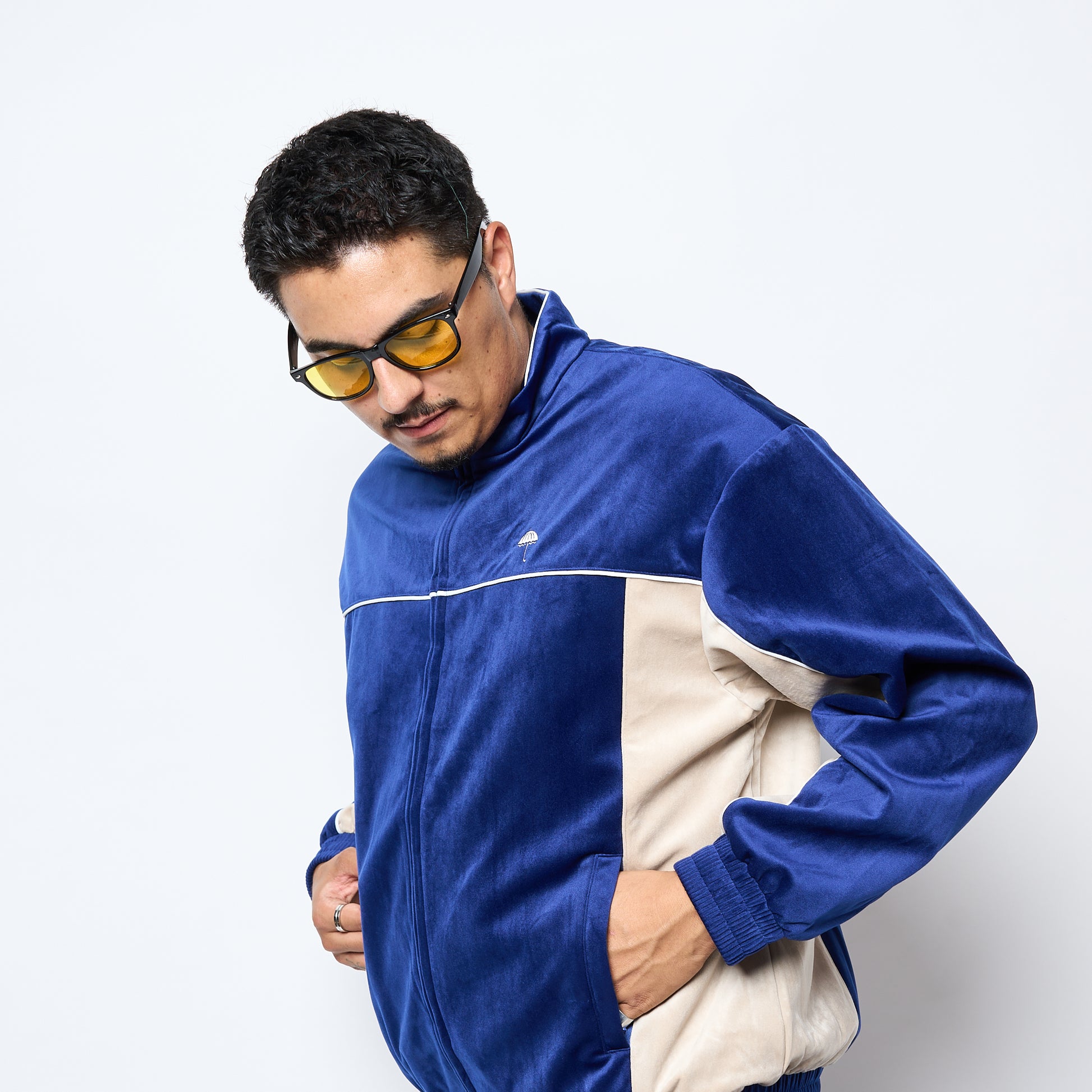 Helas Caps Co - Donny Tracksuit Jacket (Navy/Beige)