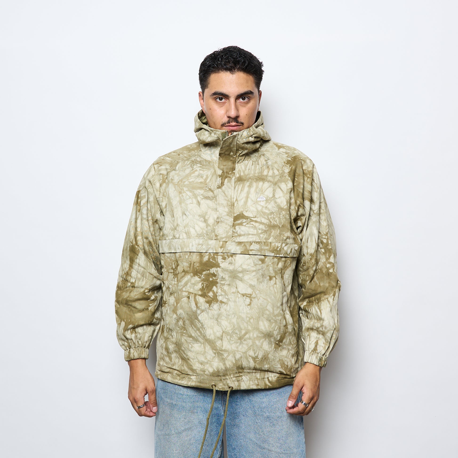 Helas Caps Co - Tie Camo Hooded Quarter Zip Jacket (Beige)