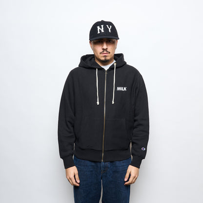 MILK - Milk x Champion Reverse Weave Zip Hood (Black/White)