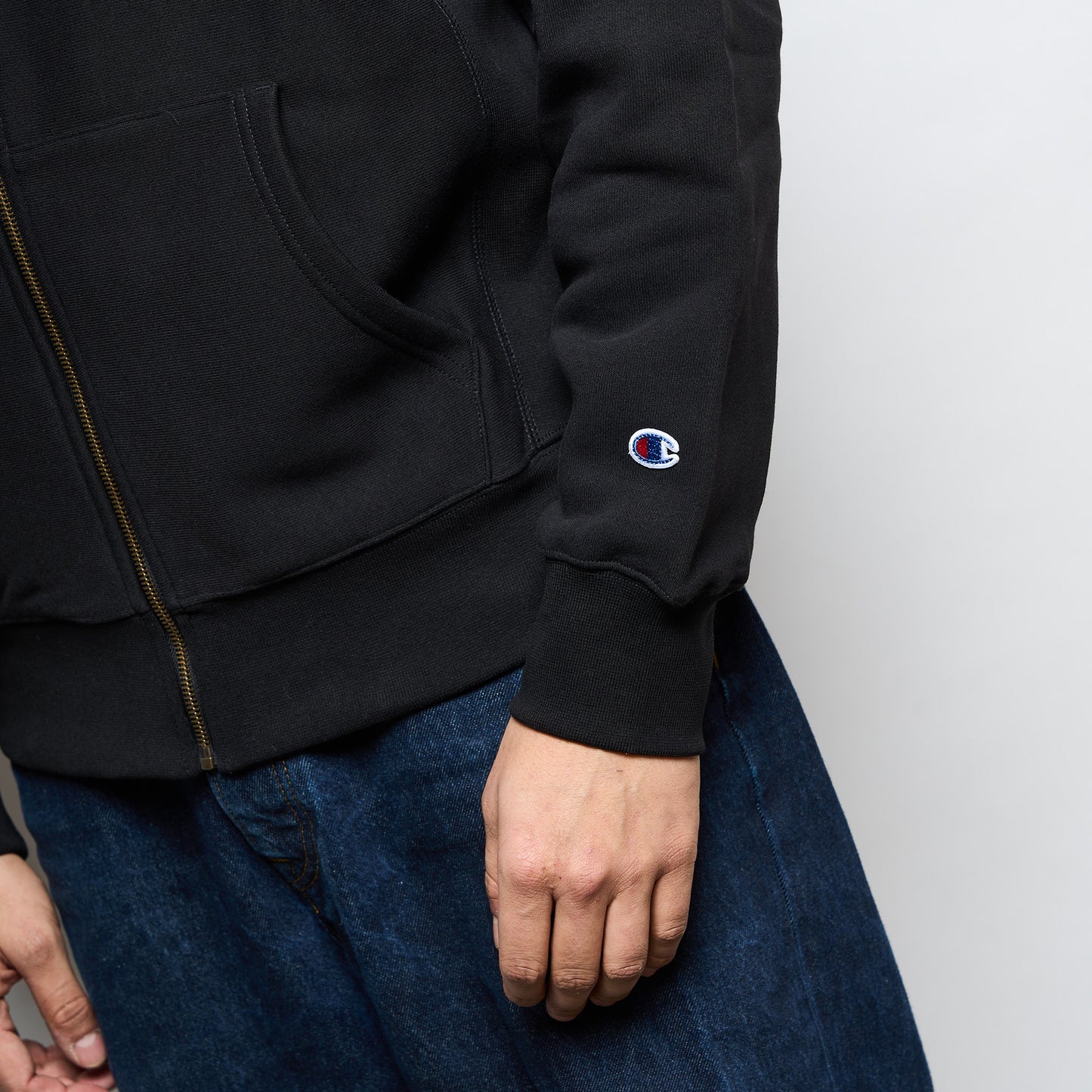 MILK - Milk x Champion Reverse Weave Zip Hood (Black/White)