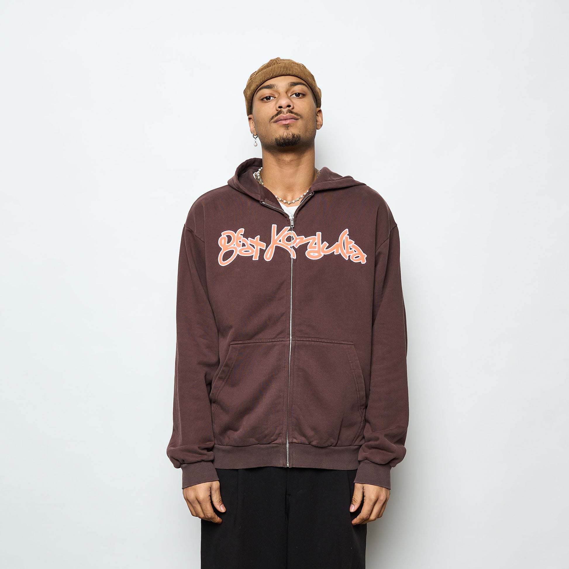 Madlib x Butter Goods- Beat Konducta Zip-Thru Hood (Washed Chestnut)