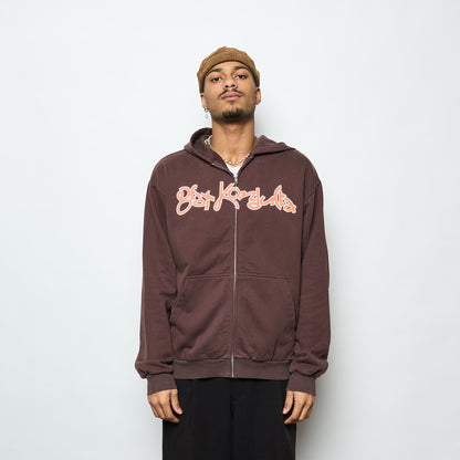 Madlib x Butter Goods- Beat Konducta Zip-Thru Hood (Washed Chestnut)