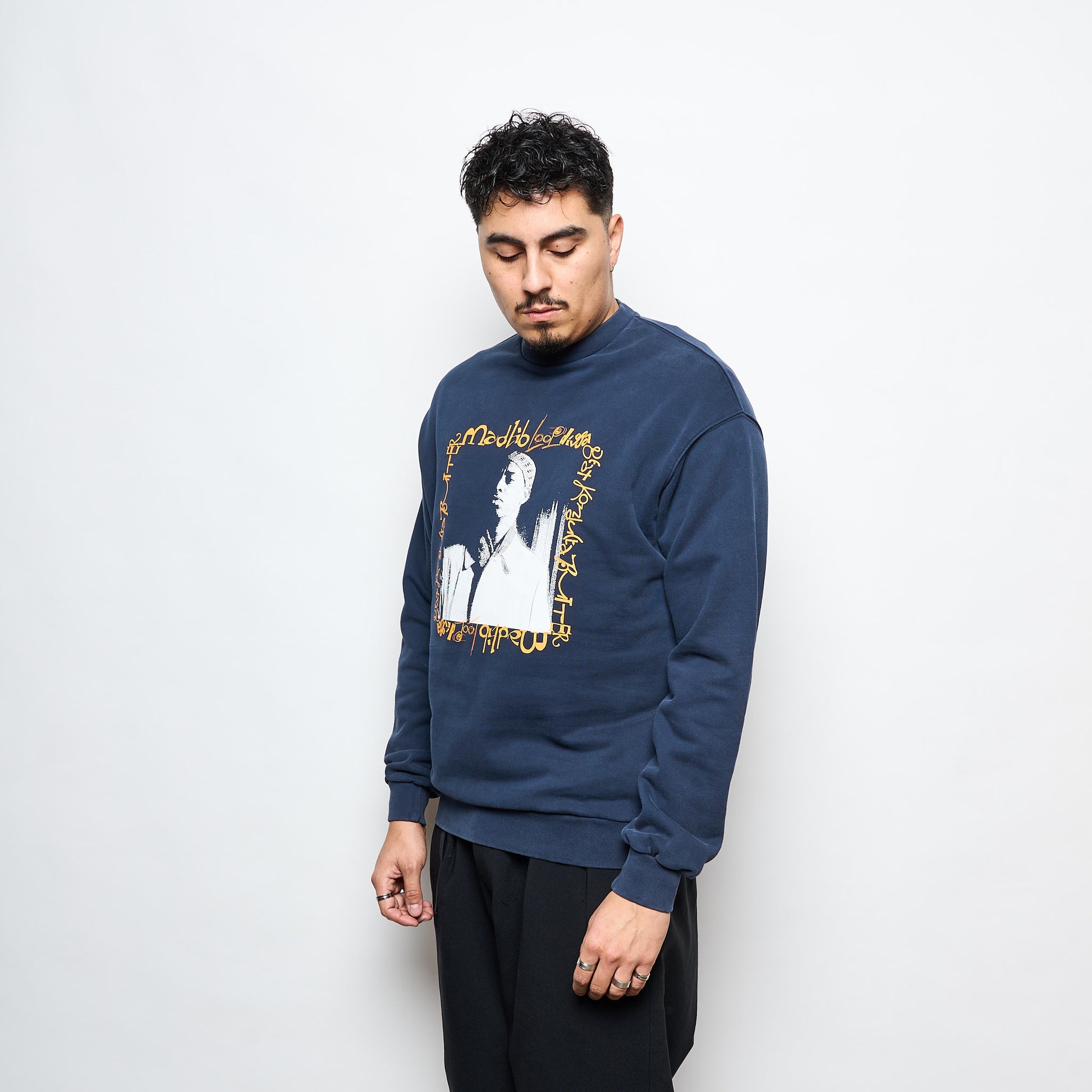 Madlib x Butter Goods- Loop Digga Crewneck (Washed Navy)
