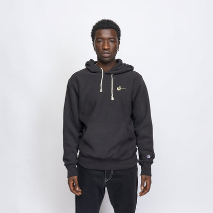 Milk - Basic Embroidered Small Logo Hoodie (Black)