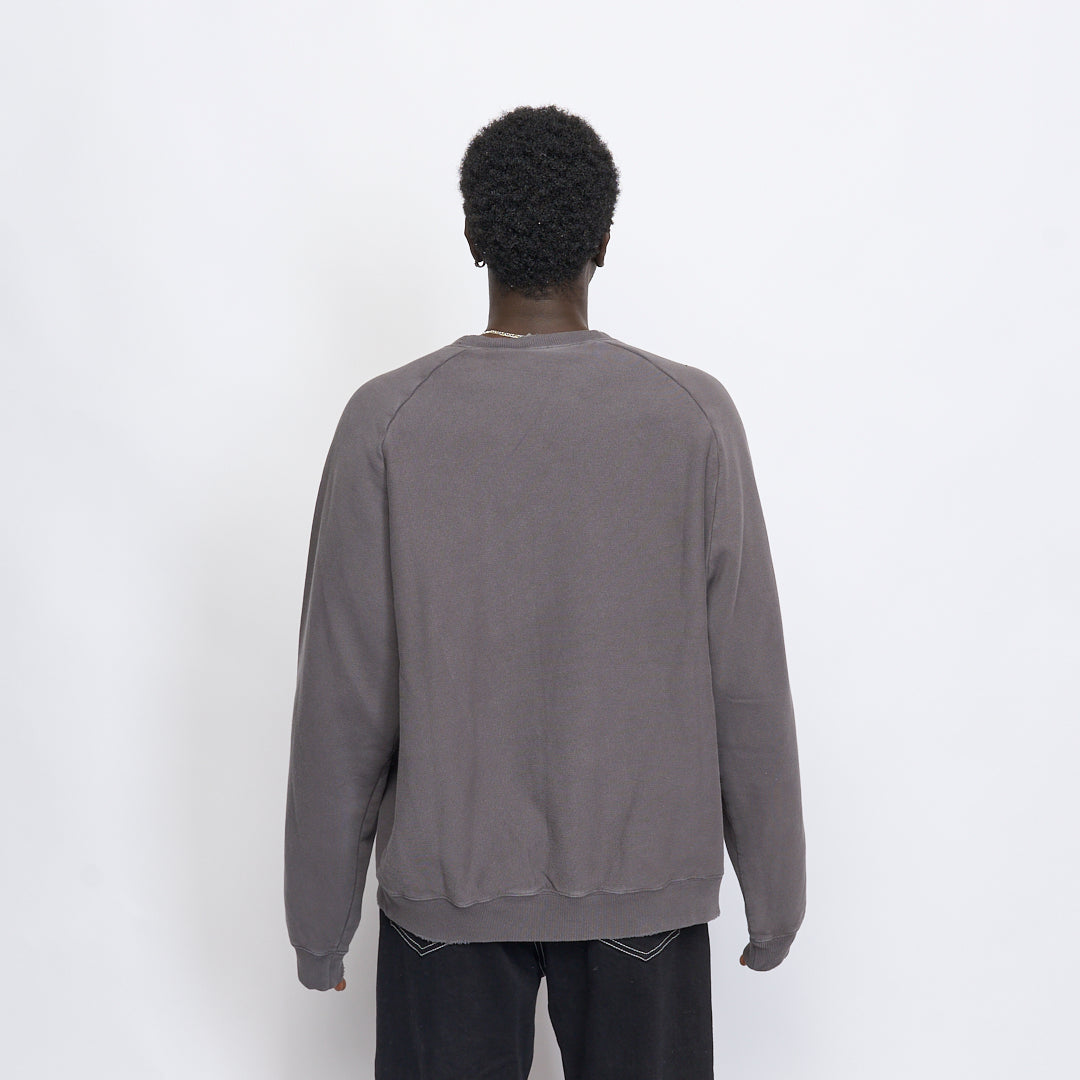 Milk - Basic Embroidered Big Logo Raglan Crewneck (Dark Grey)