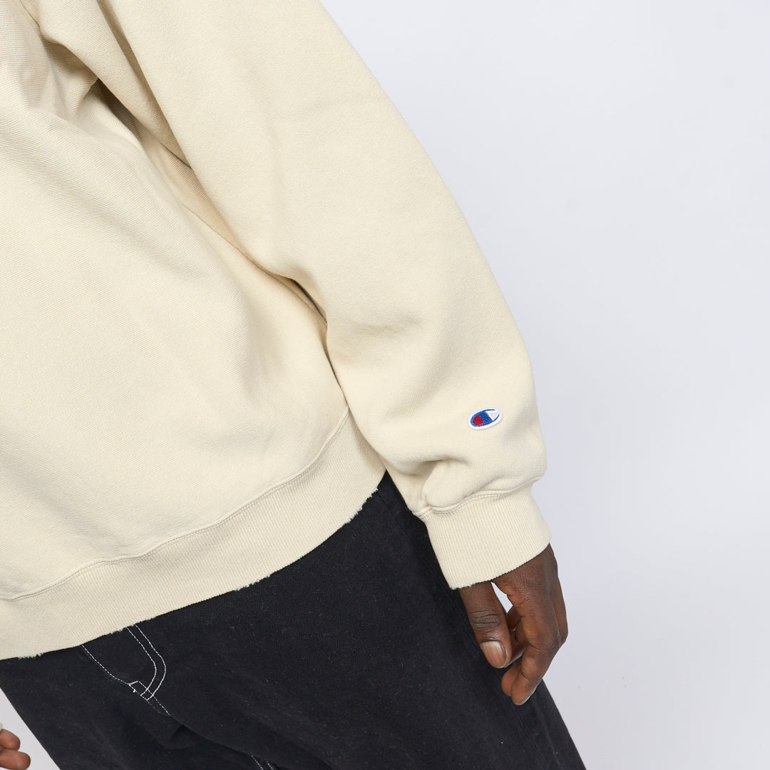 Milk - Basic Embroidered Big Logo Raglan Crewneck (Beige/Chocolate)