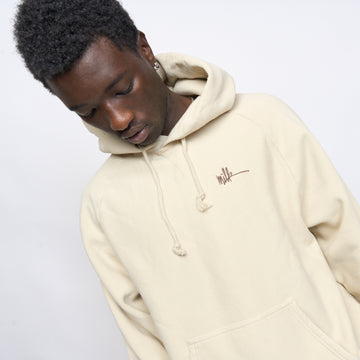 Milk Basic Embroidered Small Logo Raglan Hoodie Beige/Brown