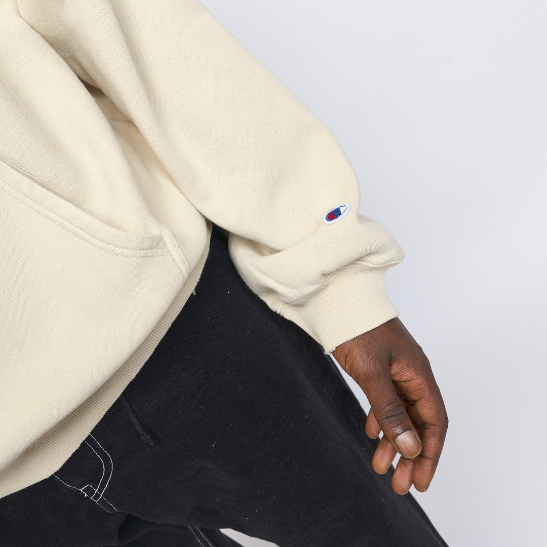 Milk Basic Embroidered Small Logo Raglan Hoodie Beige/Brown