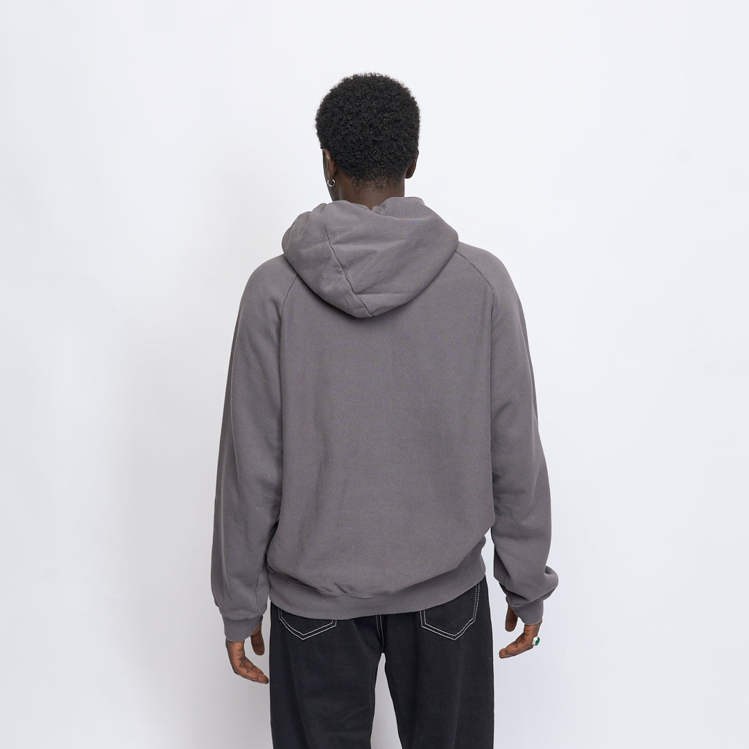 Milk - Basic Embroidered Small Logo Raglan Hoodie (Dark Grey)