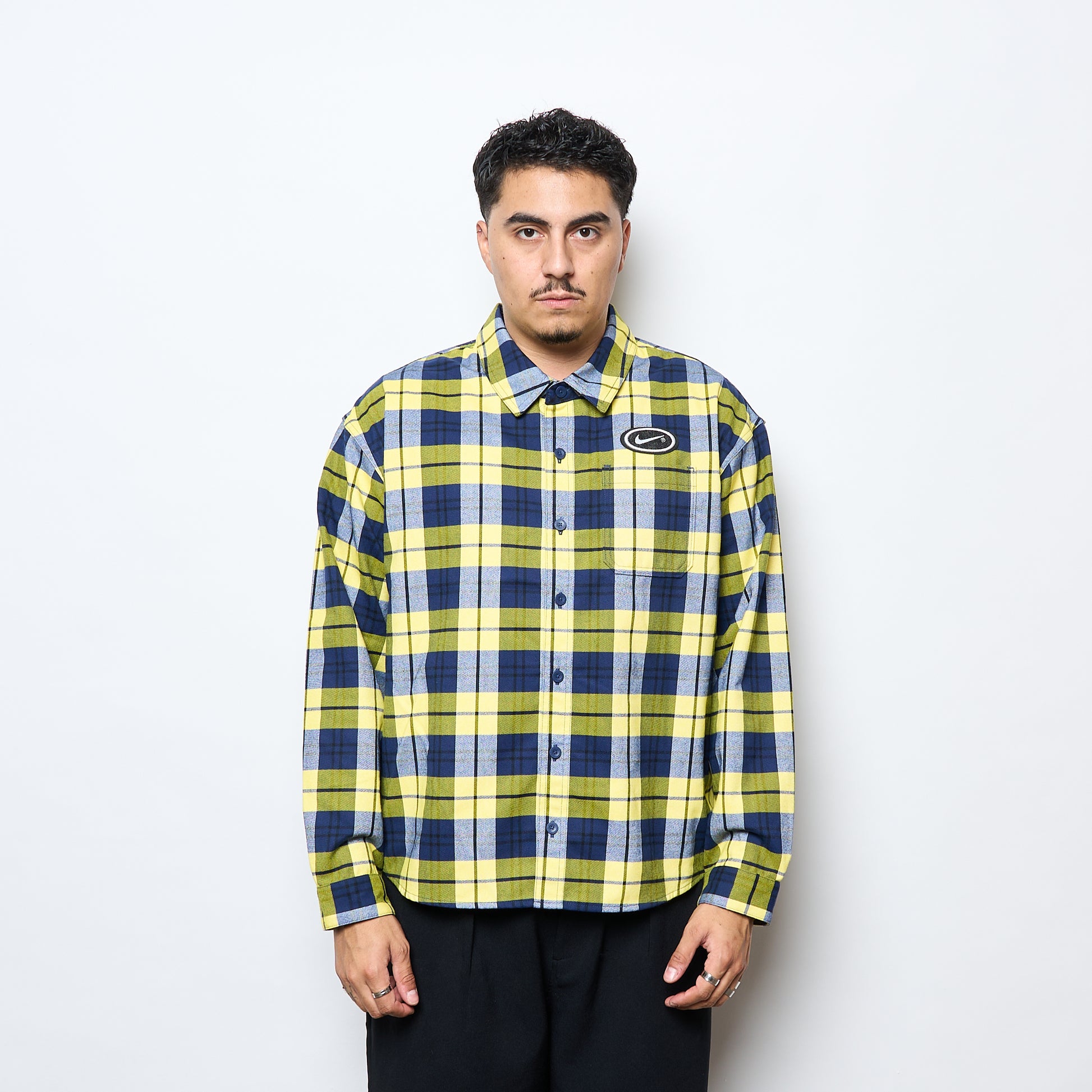 Nike SB - Flannel LS Button Up Shirt "Koston" (Midnight Navy/Speed Yellow)