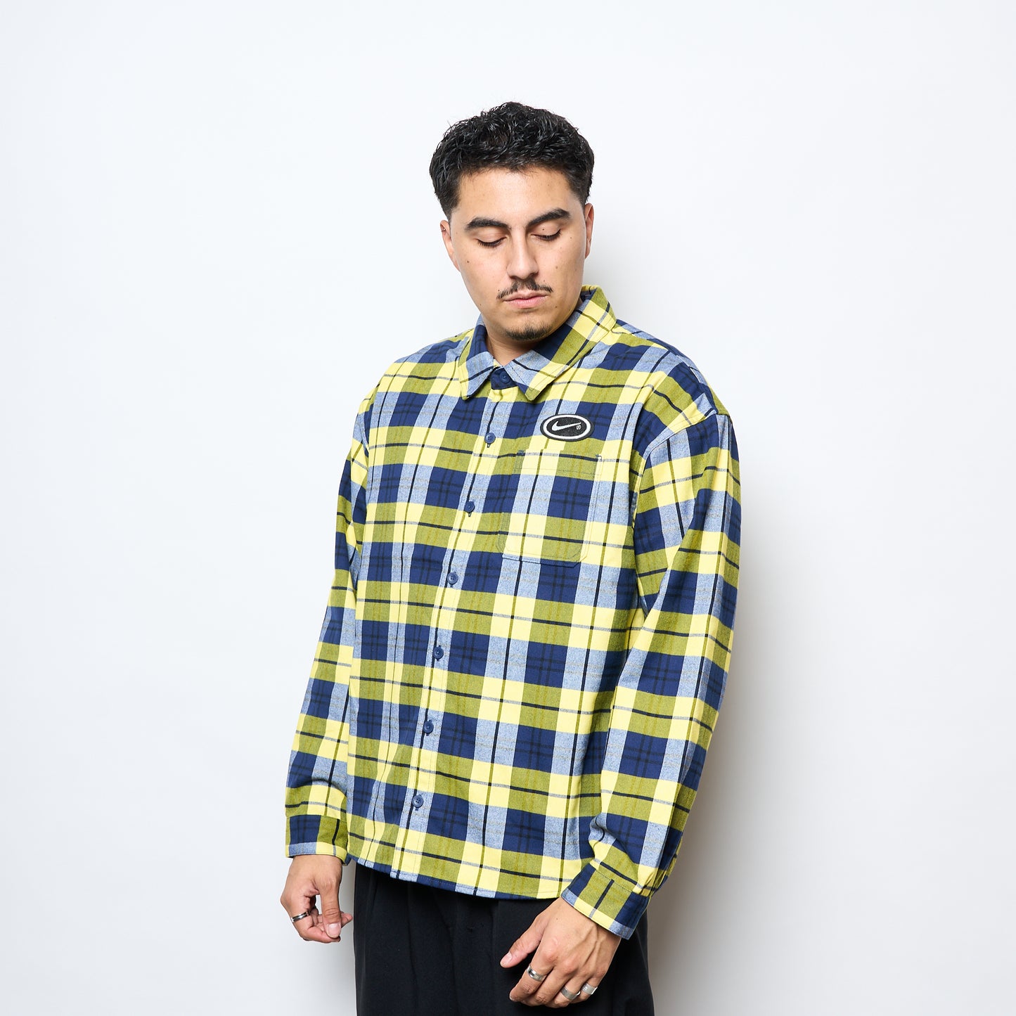 Nike SB - Flannel LS Button Up Shirt "Koston" (Midnight Navy/Speed Yellow)