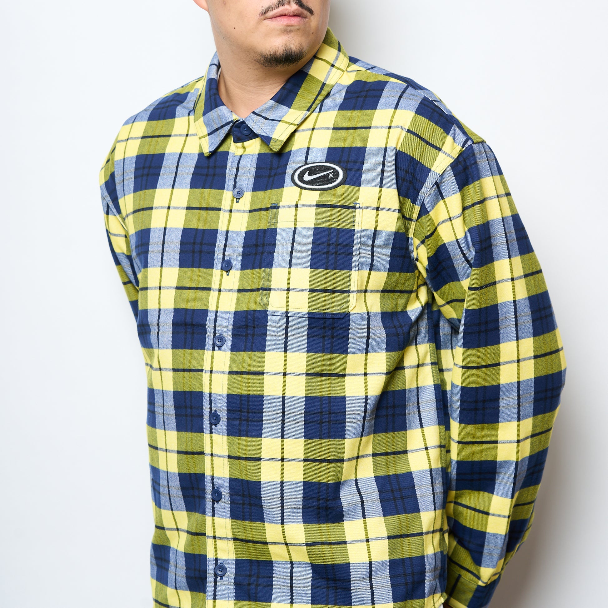 Nike SB - Flannel LS Button Up Shirt "Koston" (Midnight Navy/Speed Yellow)