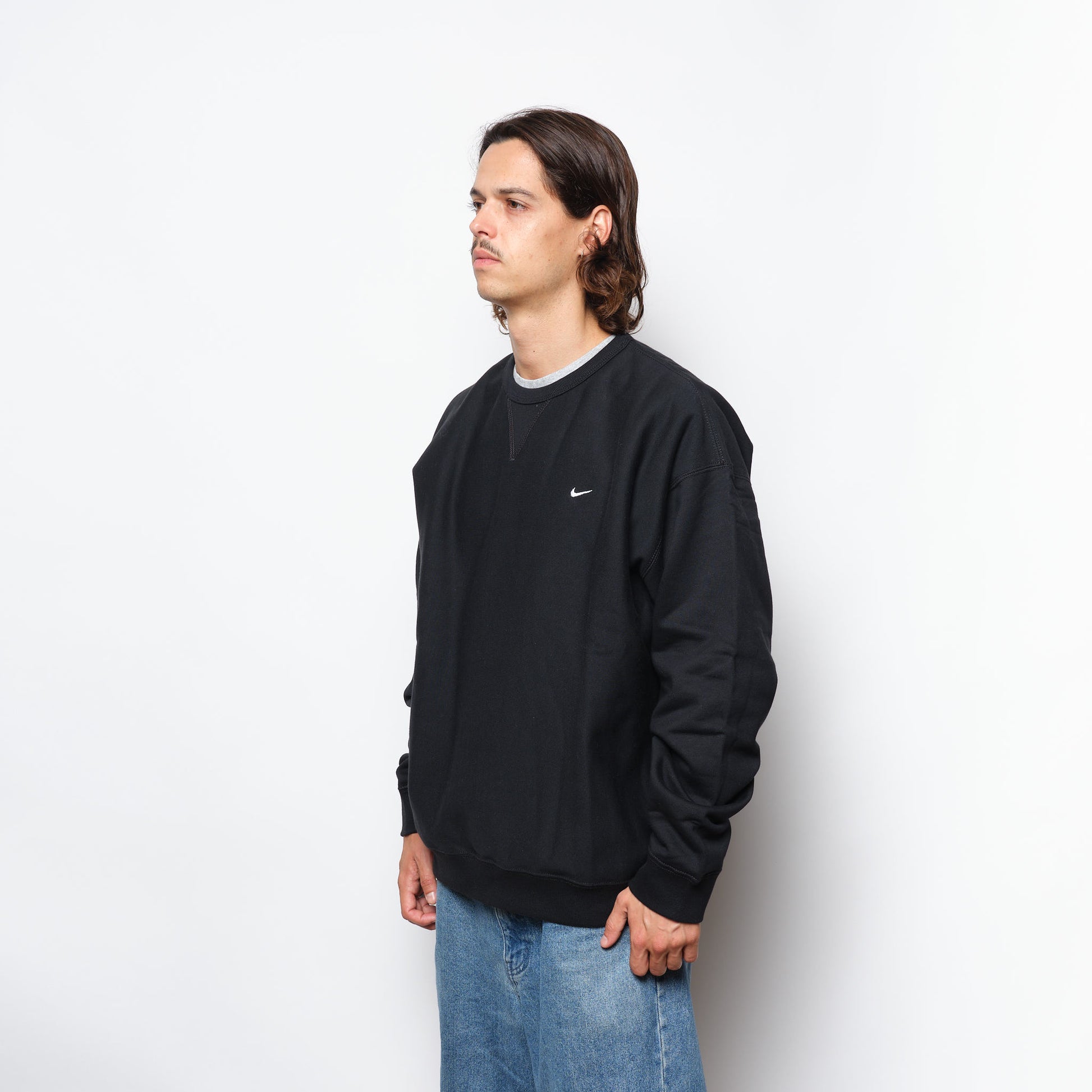 Nike Solo Swoosh Men's Fleece Crew (Black)