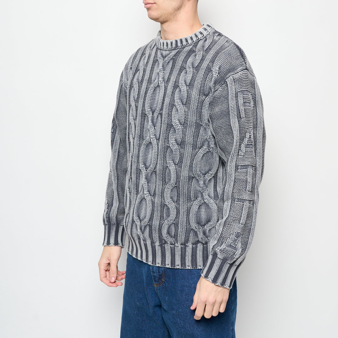Patta - Cable Knitted Cold Dye Jumper (Titanium)