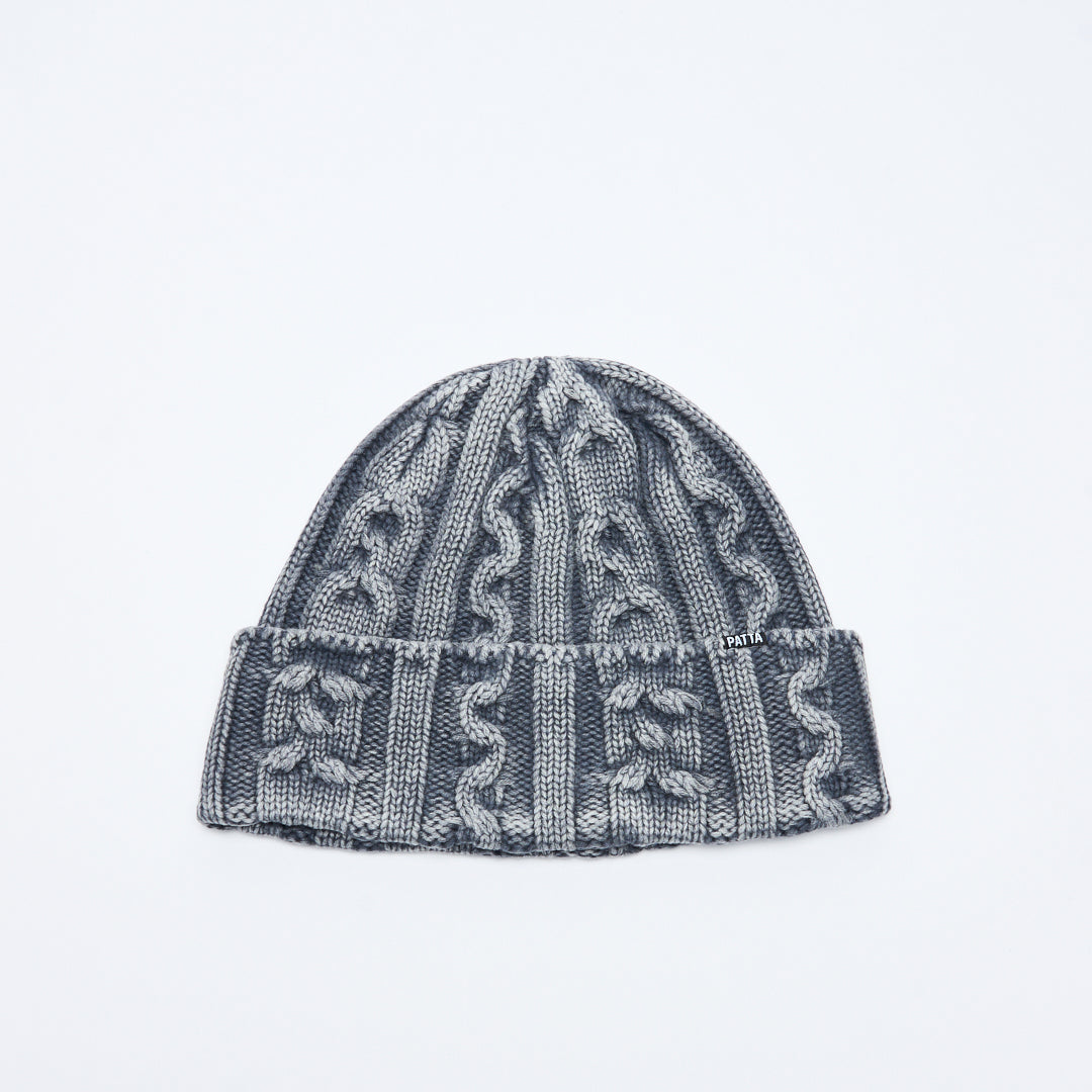 Patta - Cold Dyed Cable Knitted Beanie (Titanium)