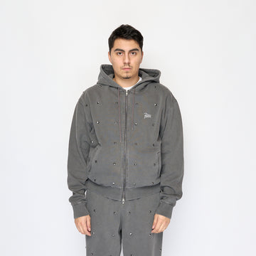 Patta - Studded Washed Zip Up Hooded Sweater (Volcanic Glass)
