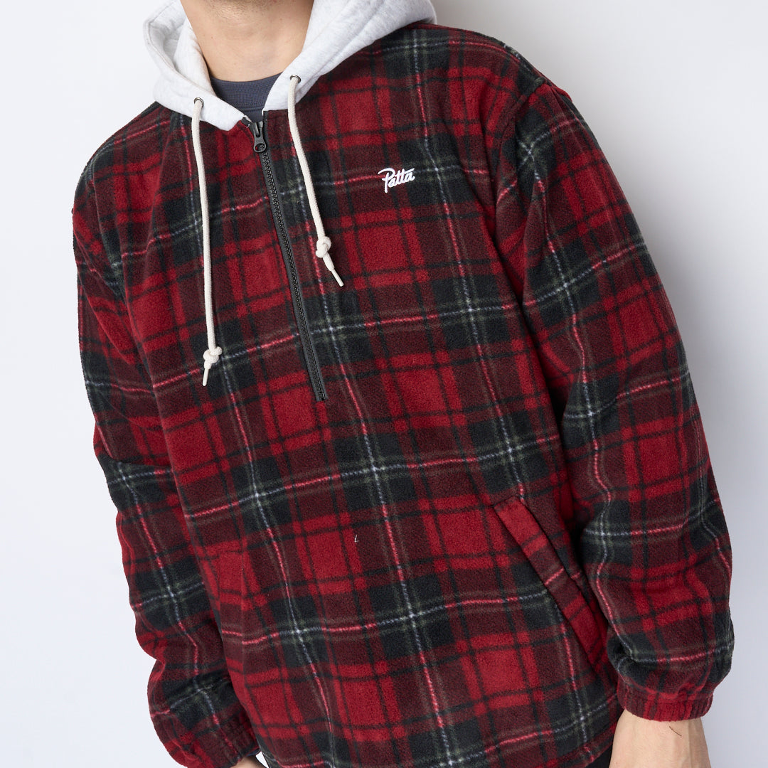 Patta - Tartan Fleece Hooded Overshirt (Multi/Biking Red)