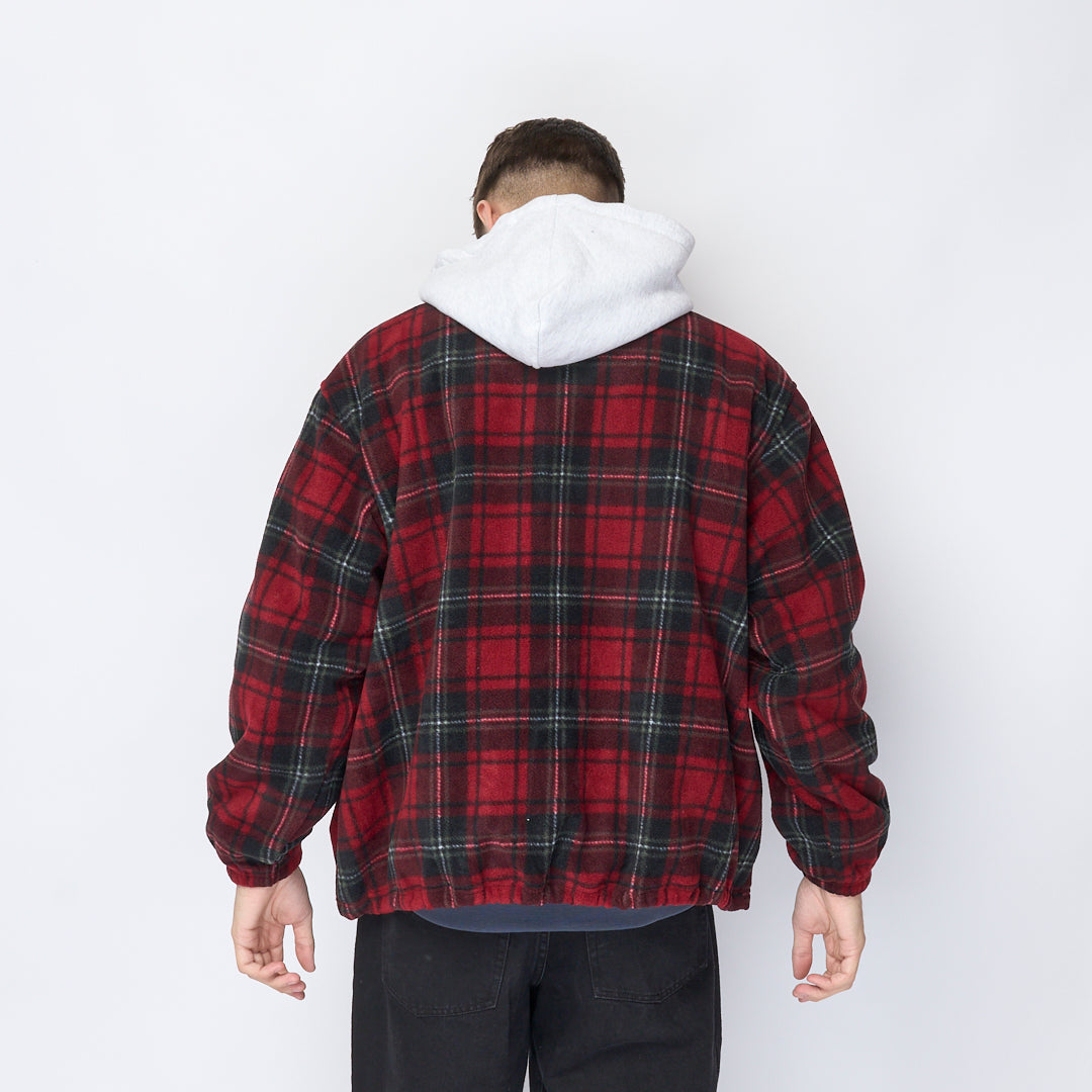 Patta - Tartan Fleece Hooded Overshirt (Multi/Biking Red)