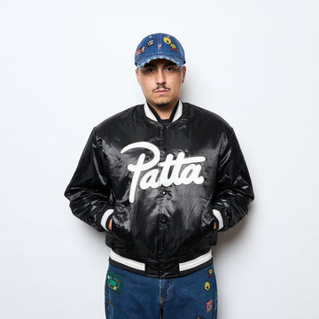 Patta - Script Logo Satin Varsity Jacket (Black)