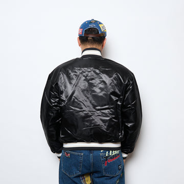Patta - Script Logo Satin Varsity Jacket (Black)