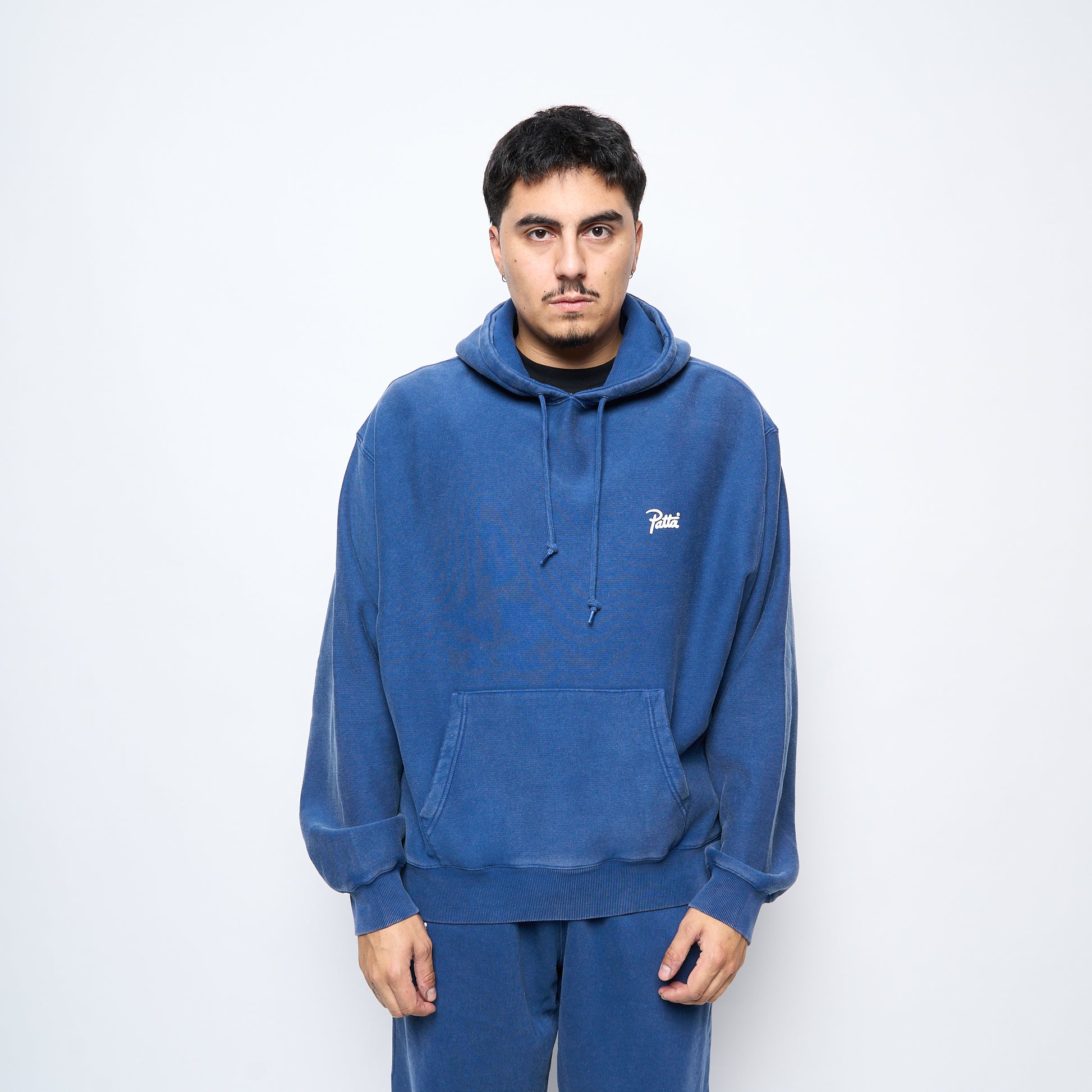 Patta Classic Acid Washed Hooded Sweater (Estate Blue)