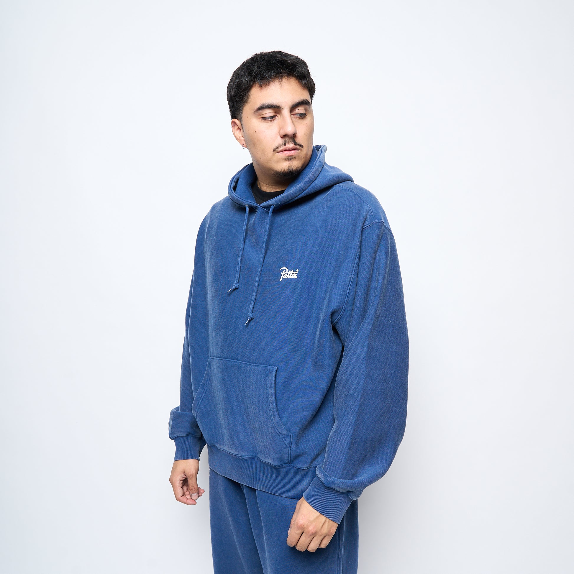 Patta Classic Acid Washed Hooded Sweater (Estate Blue)