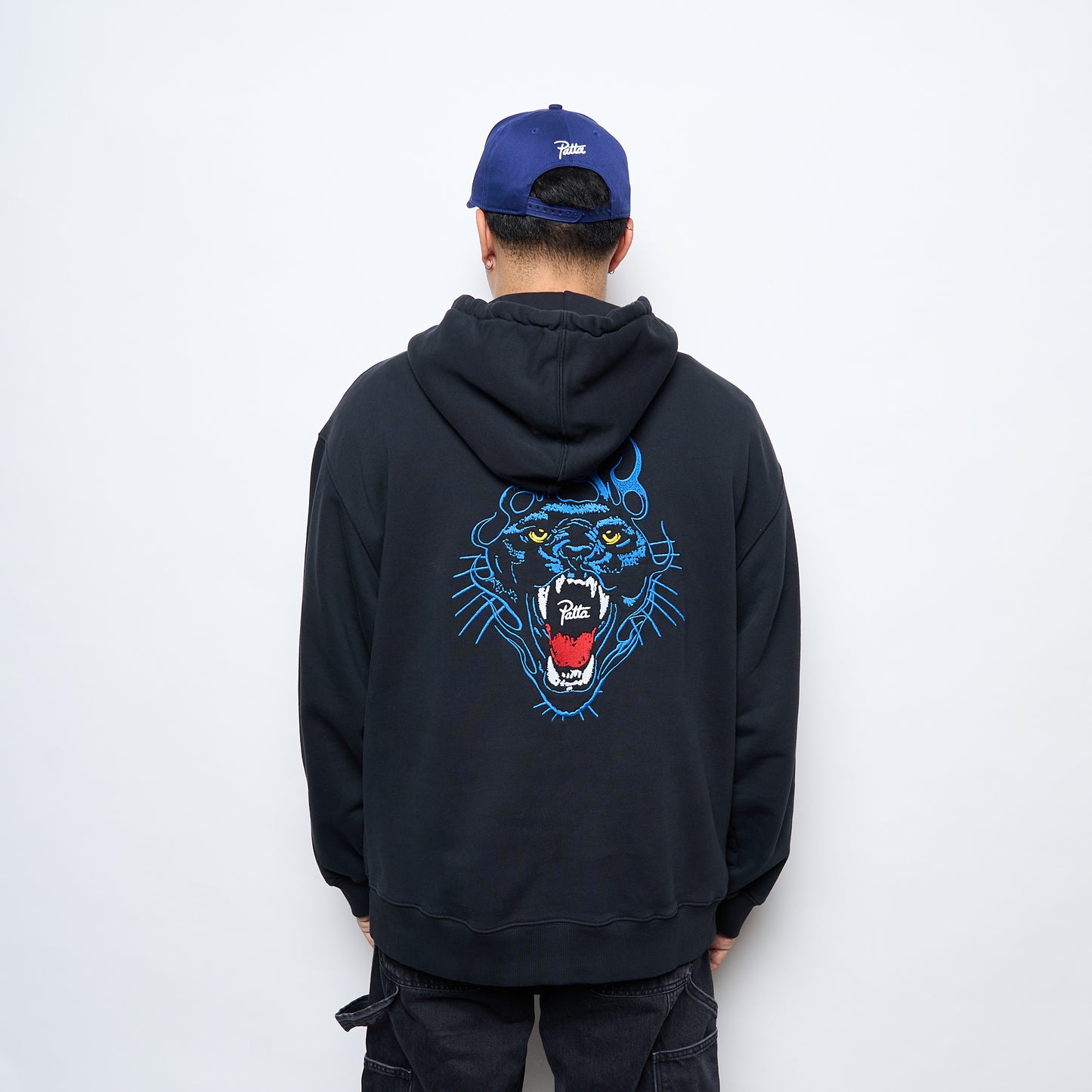 Patta Embroidered Fire Panther Hooded Sweater (Black)