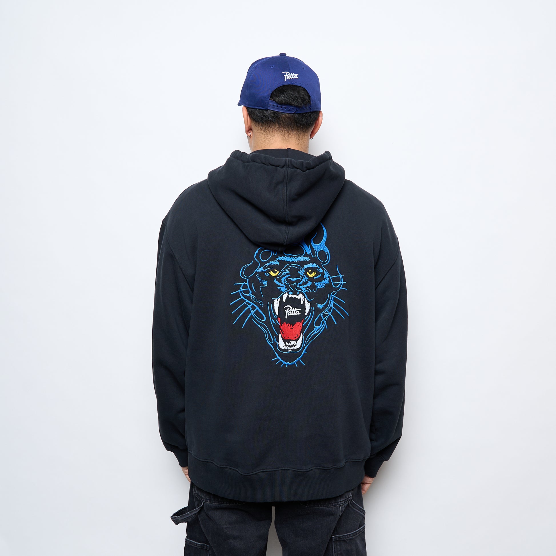 Patta Embroidered Fire Panther Hooded Sweater (Black)