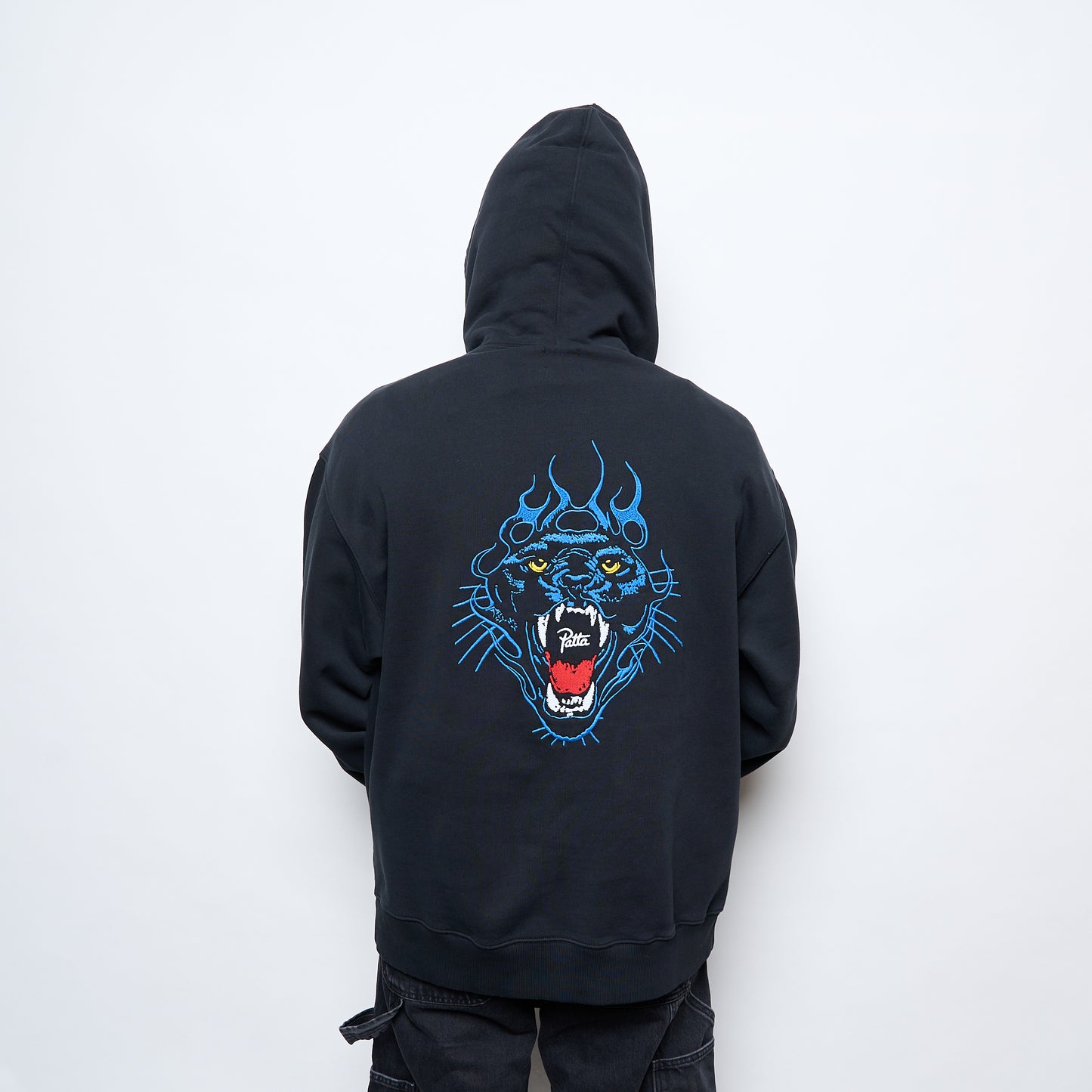 Patta Embroidered Fire Panther Hooded Sweater (Black)