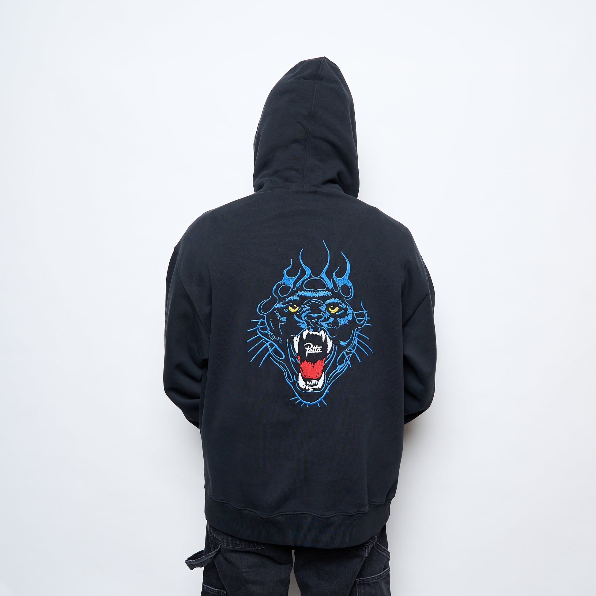 Patta Embroidered Fire Panther Hooded Sweater (Black)