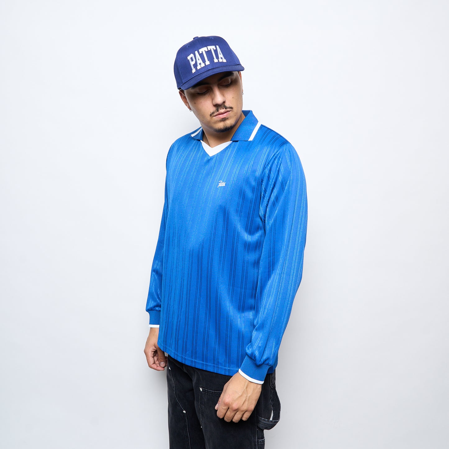 Patta Jacquard Striped Long Sleeve Jersey (Monaco Blue)