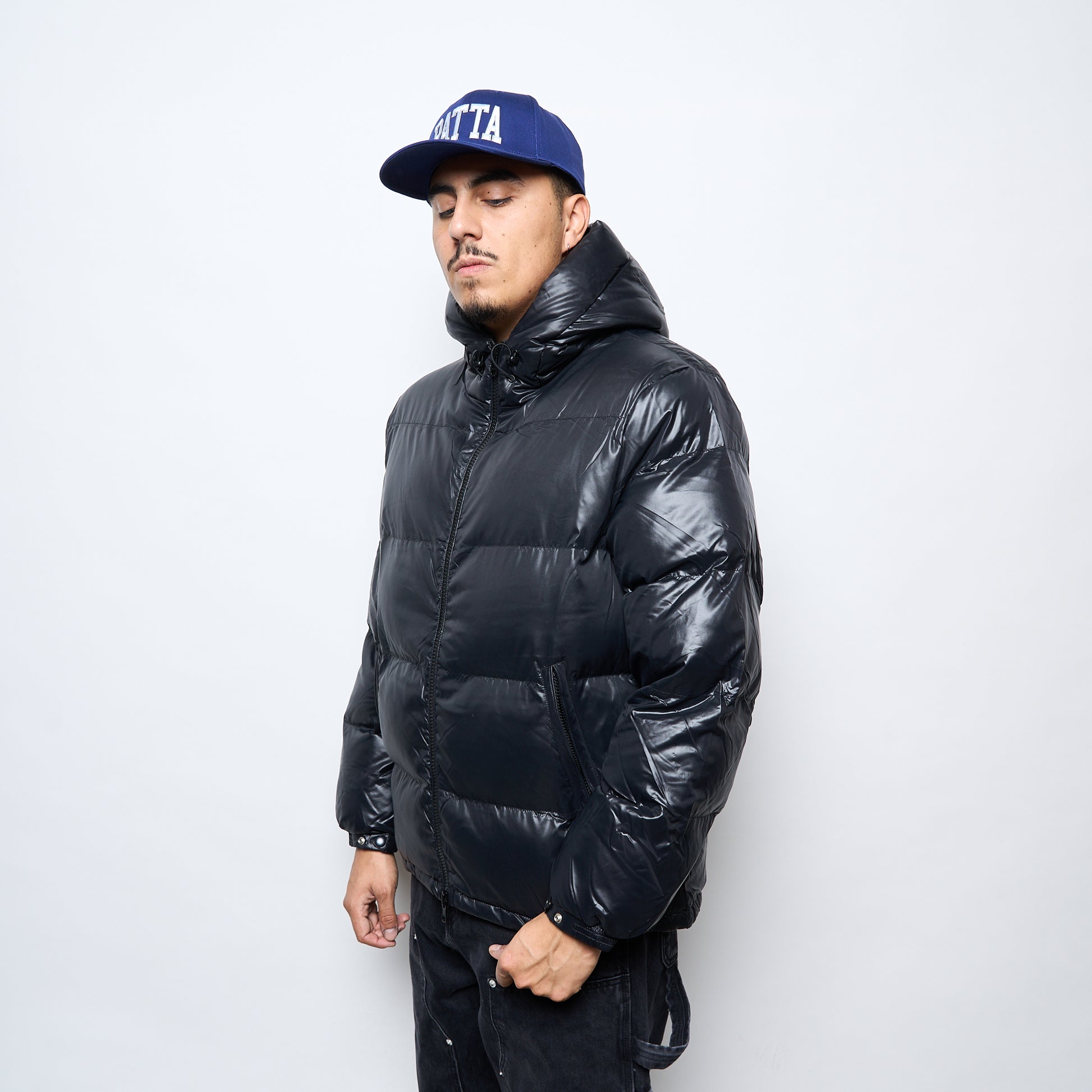 Patta Quilted Script Logo Puffer Jacket (Black)