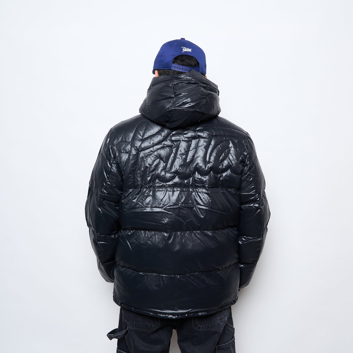 Patta Quilted Script Logo Puffer Jacket (Black)
