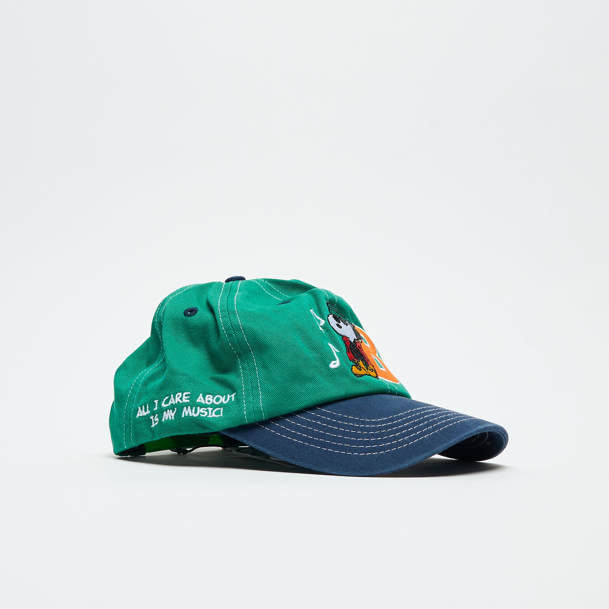 Peanuts x Butter Goods - Music Snapback Cap (Washed Kelly Green/Navy)