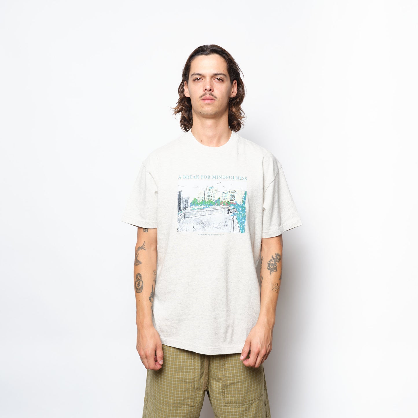 Polar Skate Co - Contrast Tee Beach Walk  (Silver Black/Black)