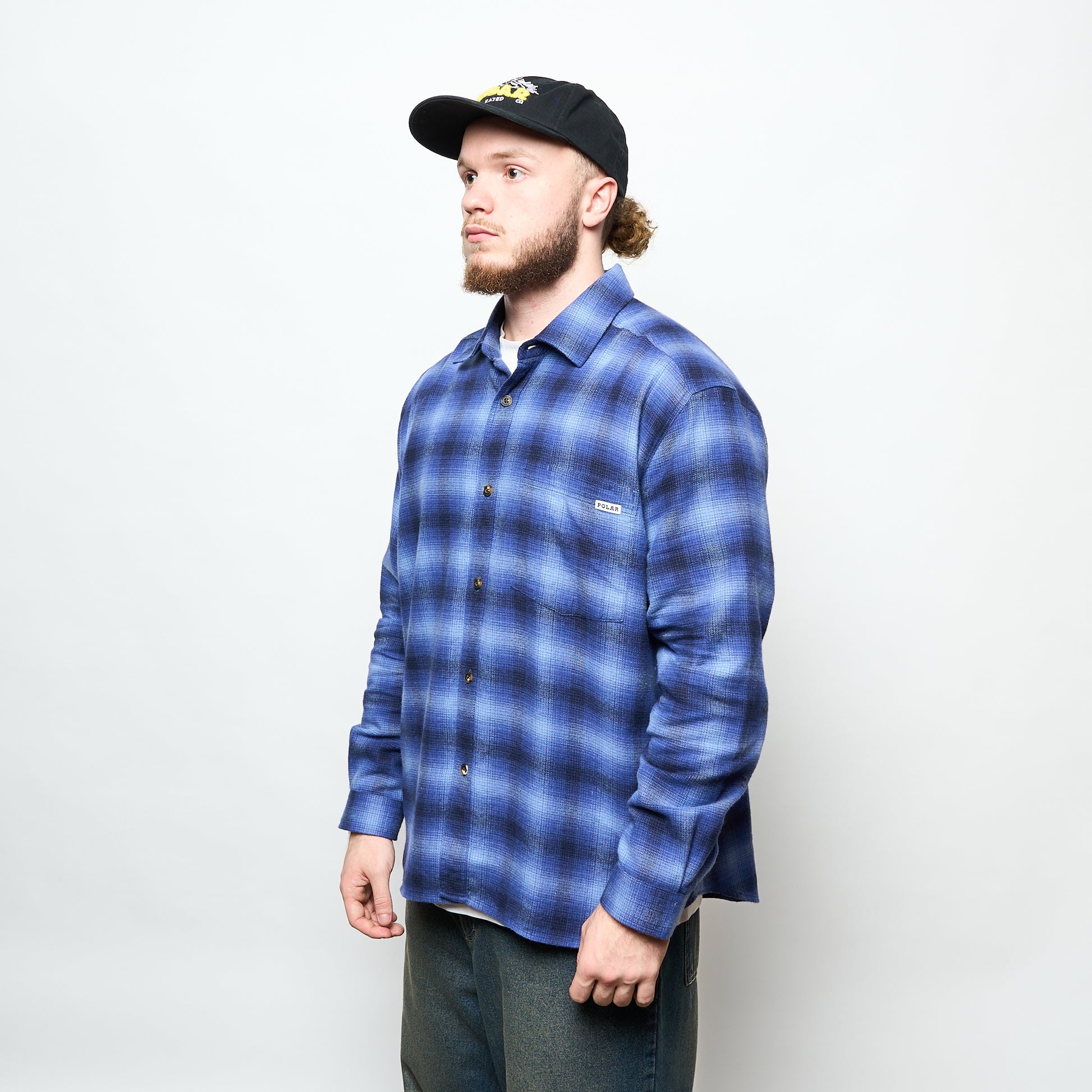 Polar Skate Co - Mitchell LS Shirt Shadow Check (Blue)