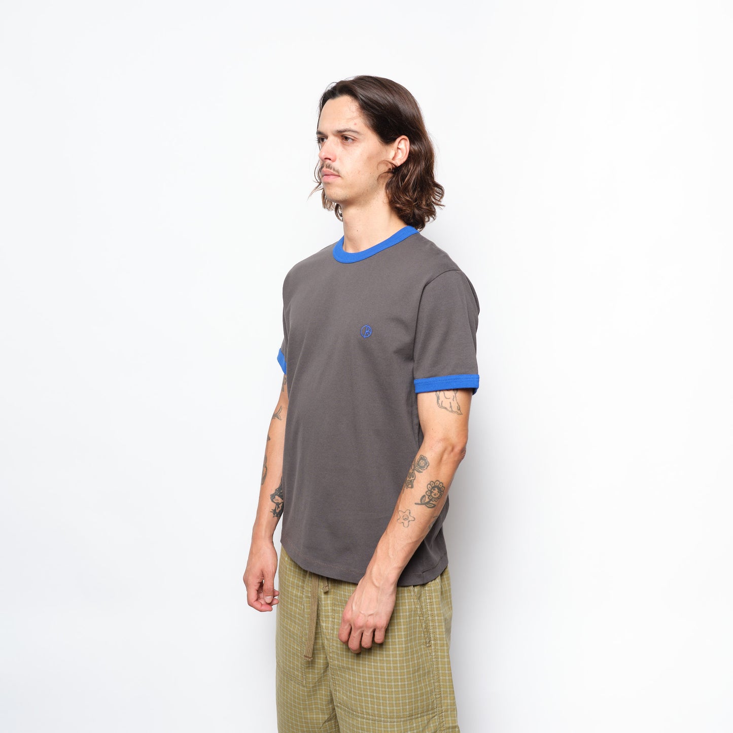 Polar Skate Co - Ringer Tee (Dirty Black/Egyptian Blue)