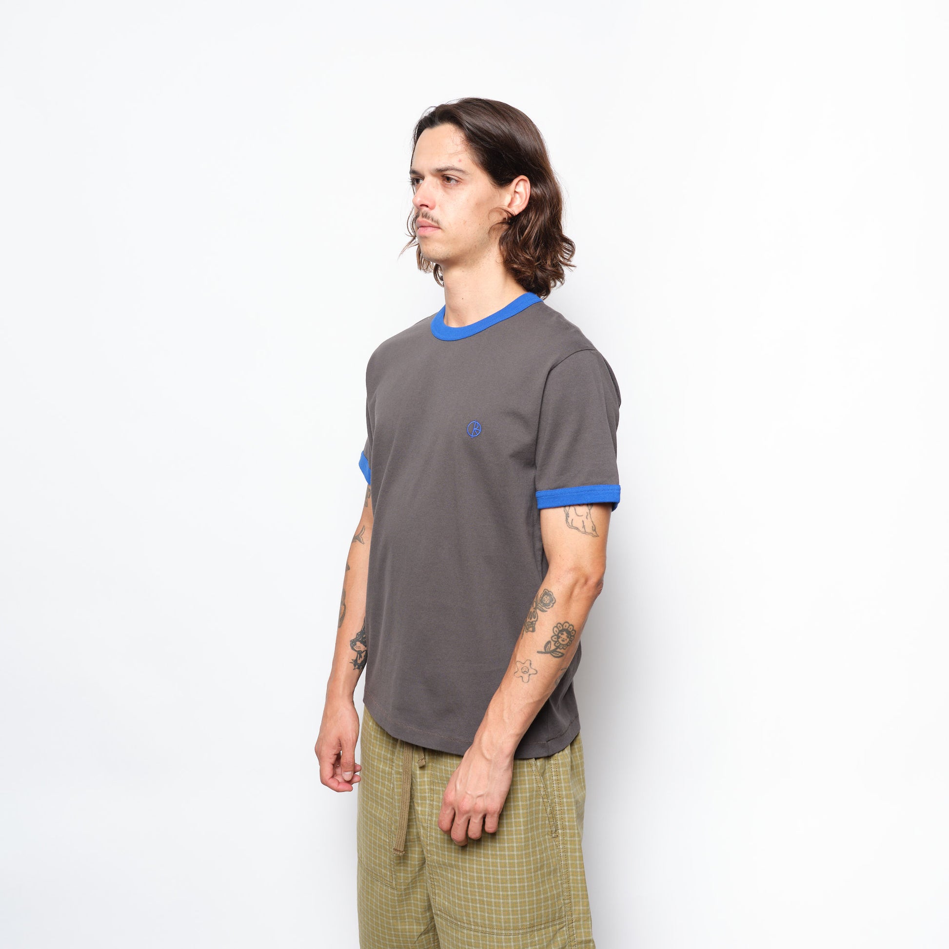 Polar Skate Co - Ringer Tee (Dirty Black/Egyptian Blue)
