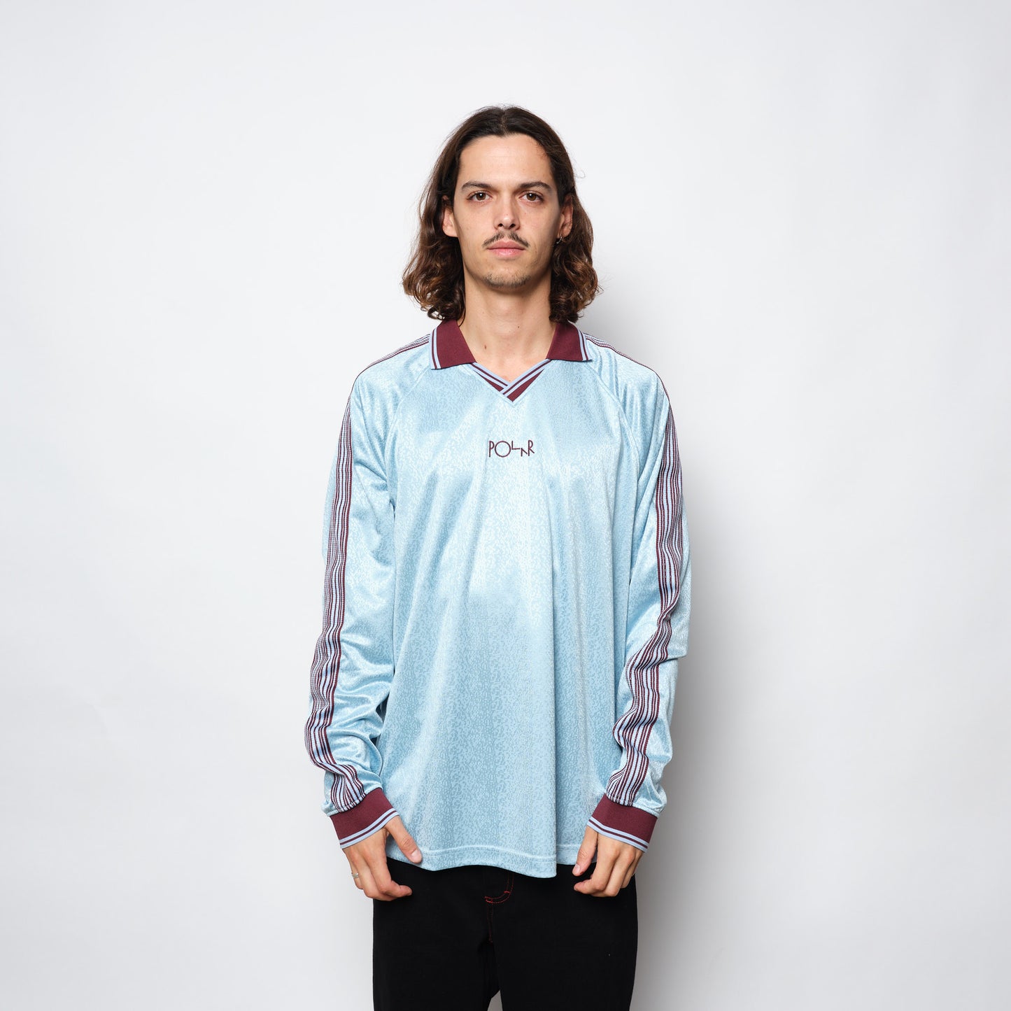 Polar Skate Co Davie LS Shirt (Sky Blue/Wine)