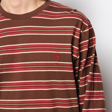 Polar Skate Co Steve LS Tee Stripe Brown/Red