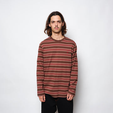 Polar Skate Co Steve LS Tee Stripe Brown/Red