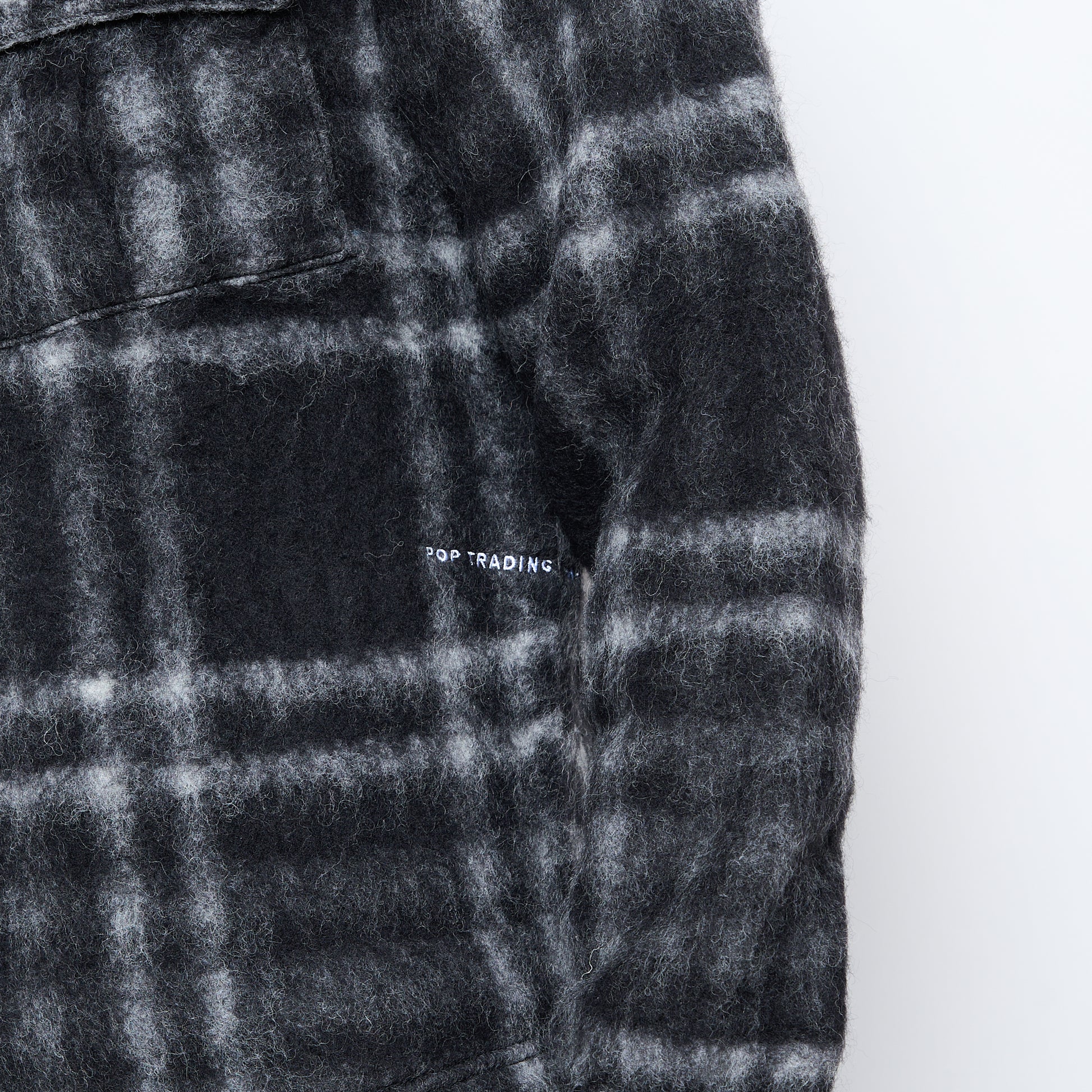 Pop Trading Co - Checked Wool Shirt Jacket (Black/Charcoal)