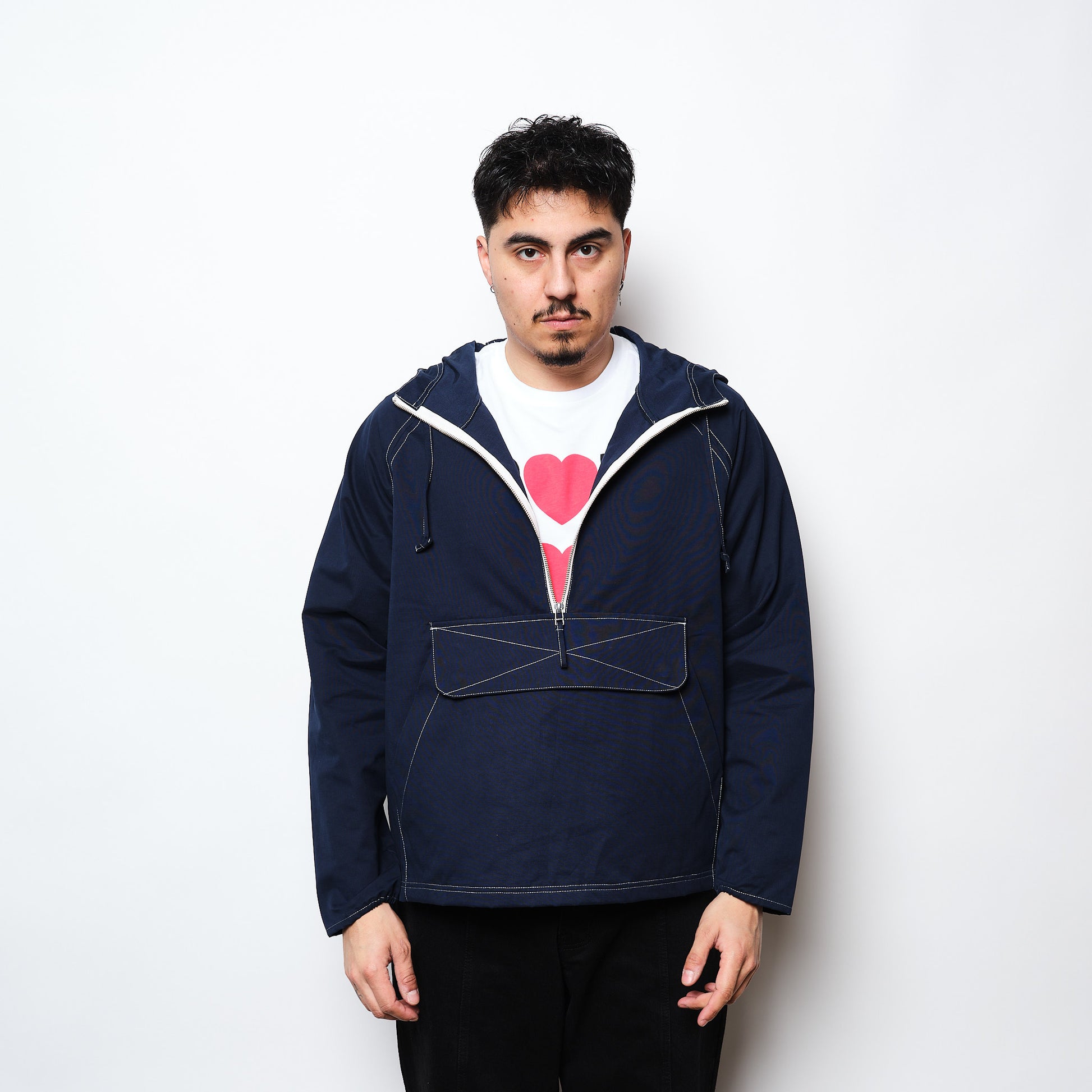 Pop Trading Co - DRS Hooded Halfzip Jacket (Navy)
