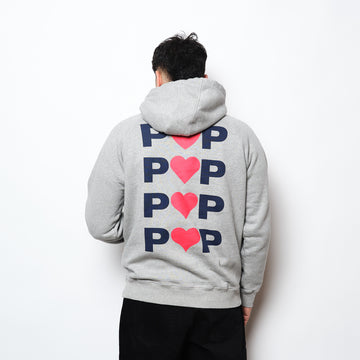 Pop Trading Co - Hearts Hooded Sweat (Heather Grey)