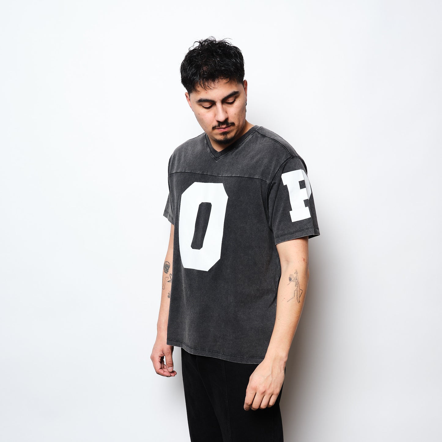 Pop Trading Co - Washed Football T-shirt (Black)