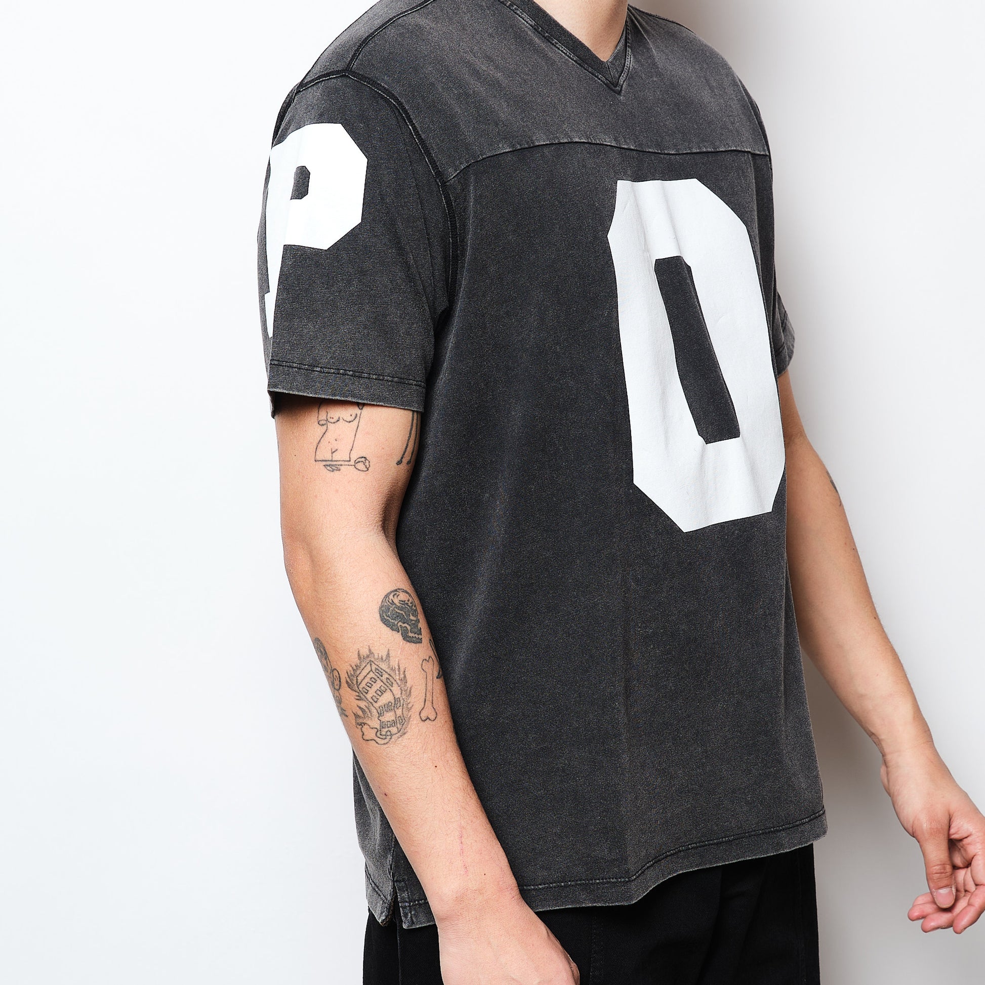 Pop Trading Co - Washed Football T-shirt (Black)